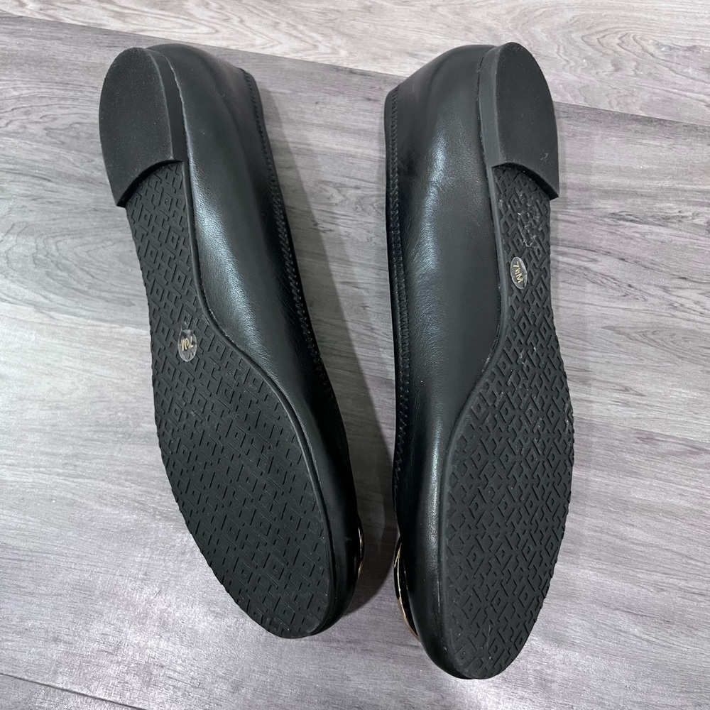 Tory Burch Black Loafers with Gold Emblem - Picture 3 of 3